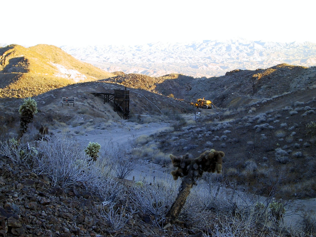This is the mining operation behind the road block and the warning signs.