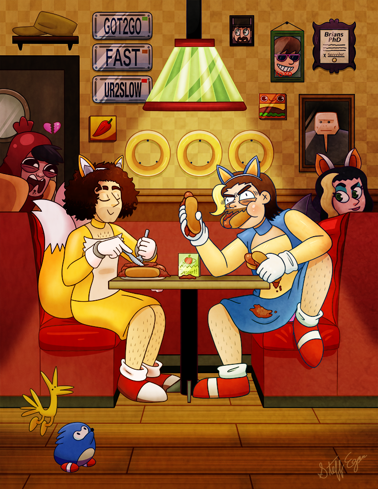 EgoSonic enjoys some Applebees