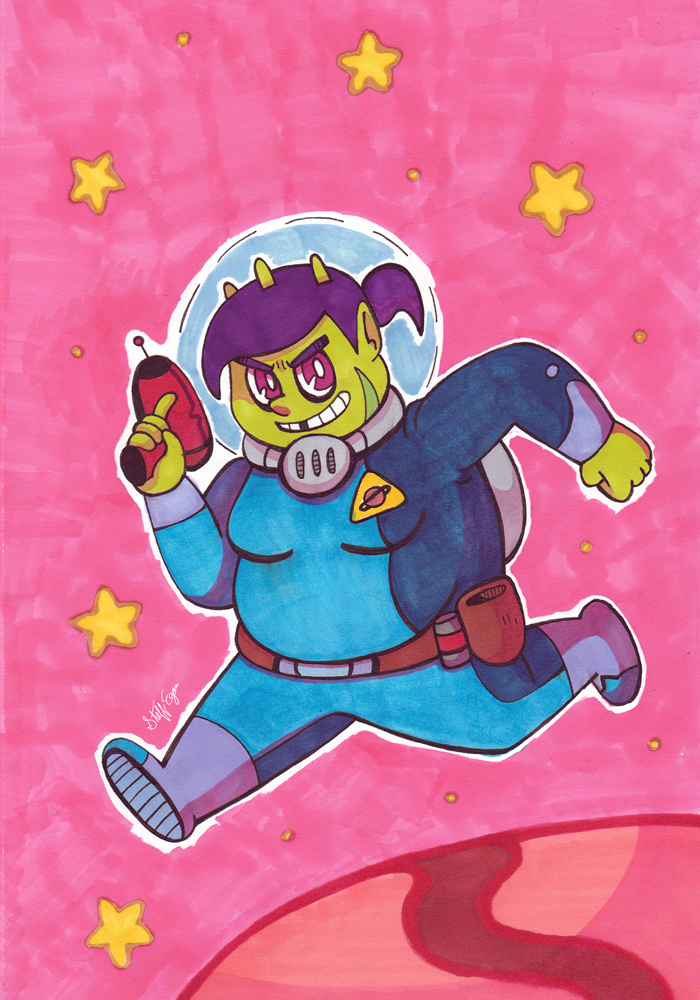 Inktober drawing of a space cop