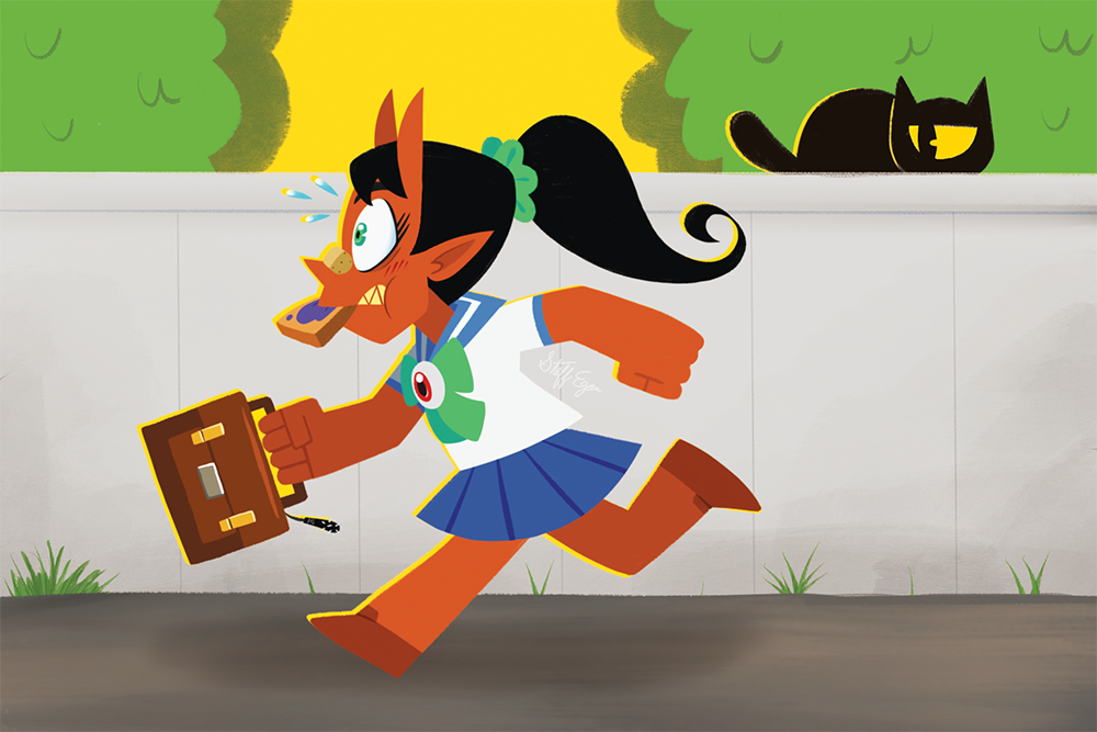 Off to school! Postcard made for Patreon