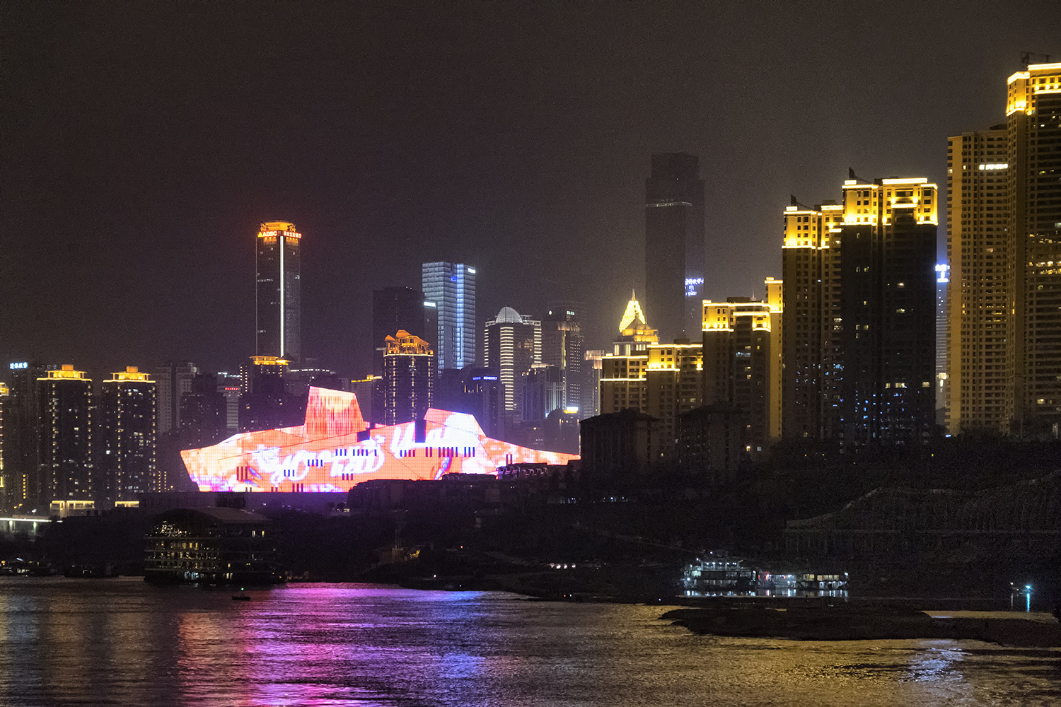 Chongquing Opera House and Yangtze River