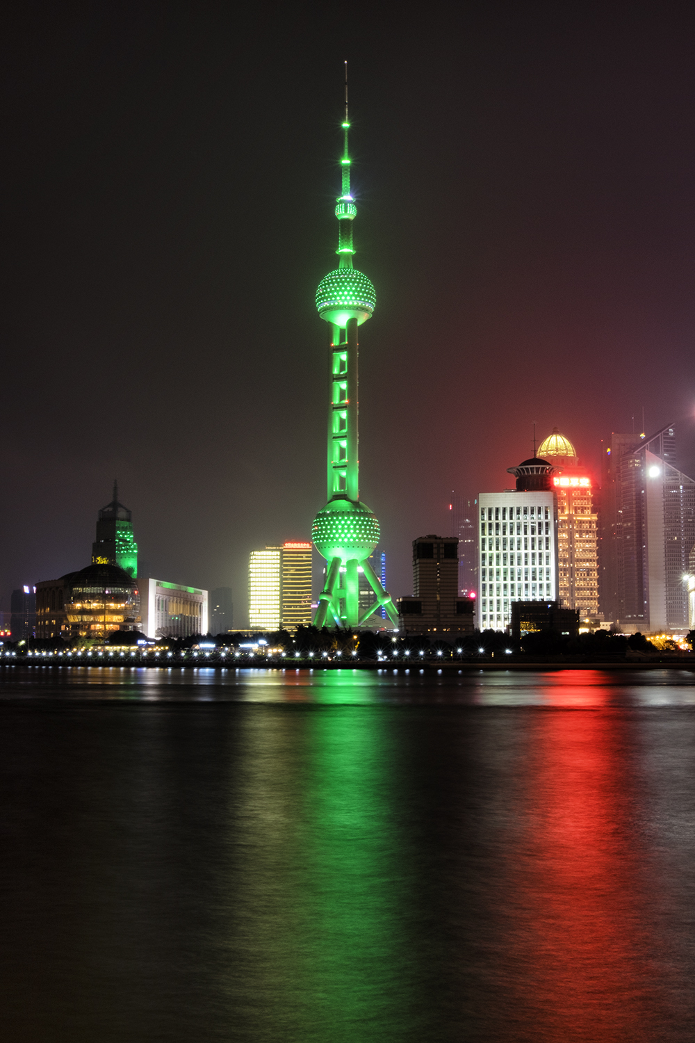 Oriental Pearl Tower, Shanghia, Lit Green for Earth Hour