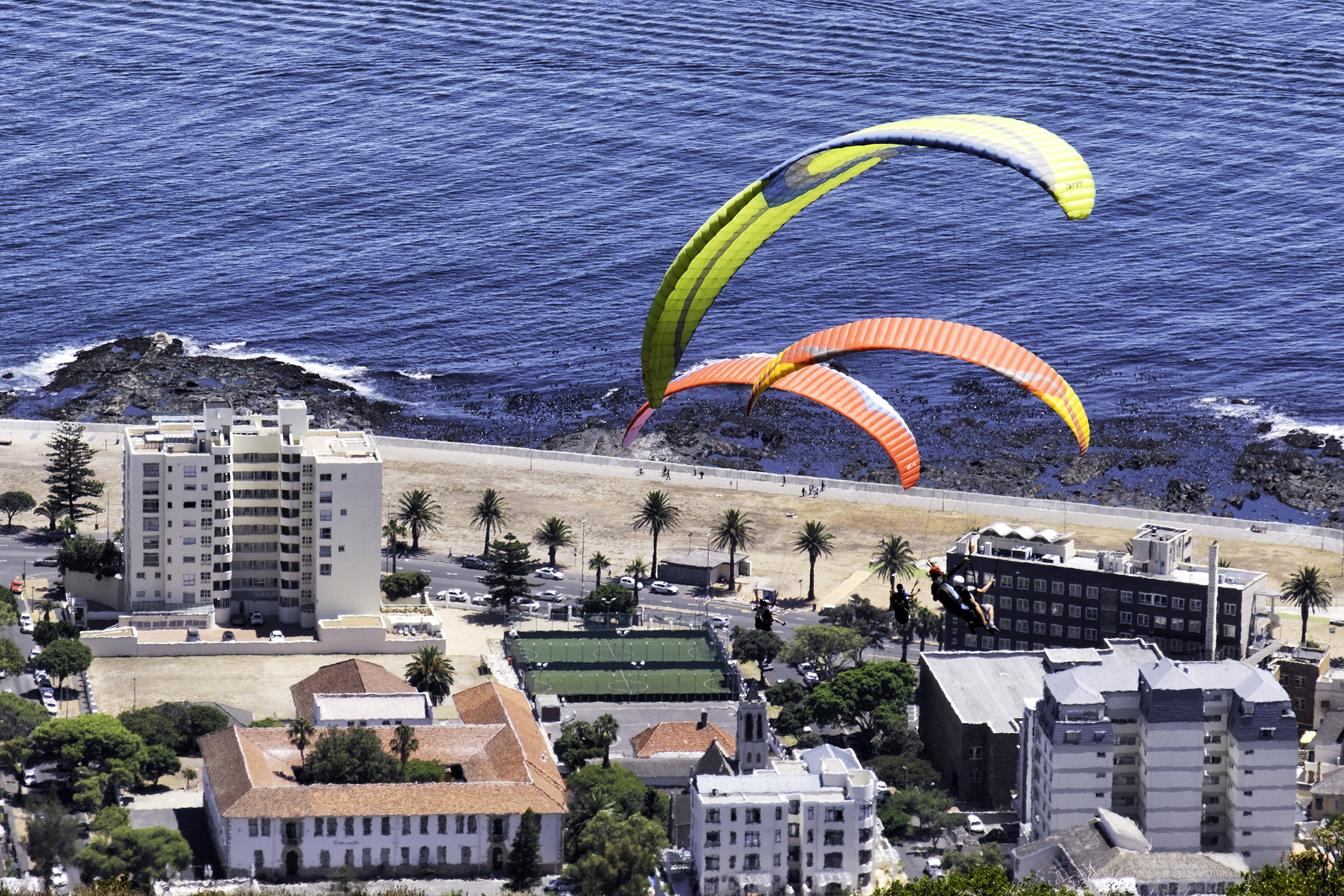 Hang Gliders over Sea Point, Cape Town, South Africa