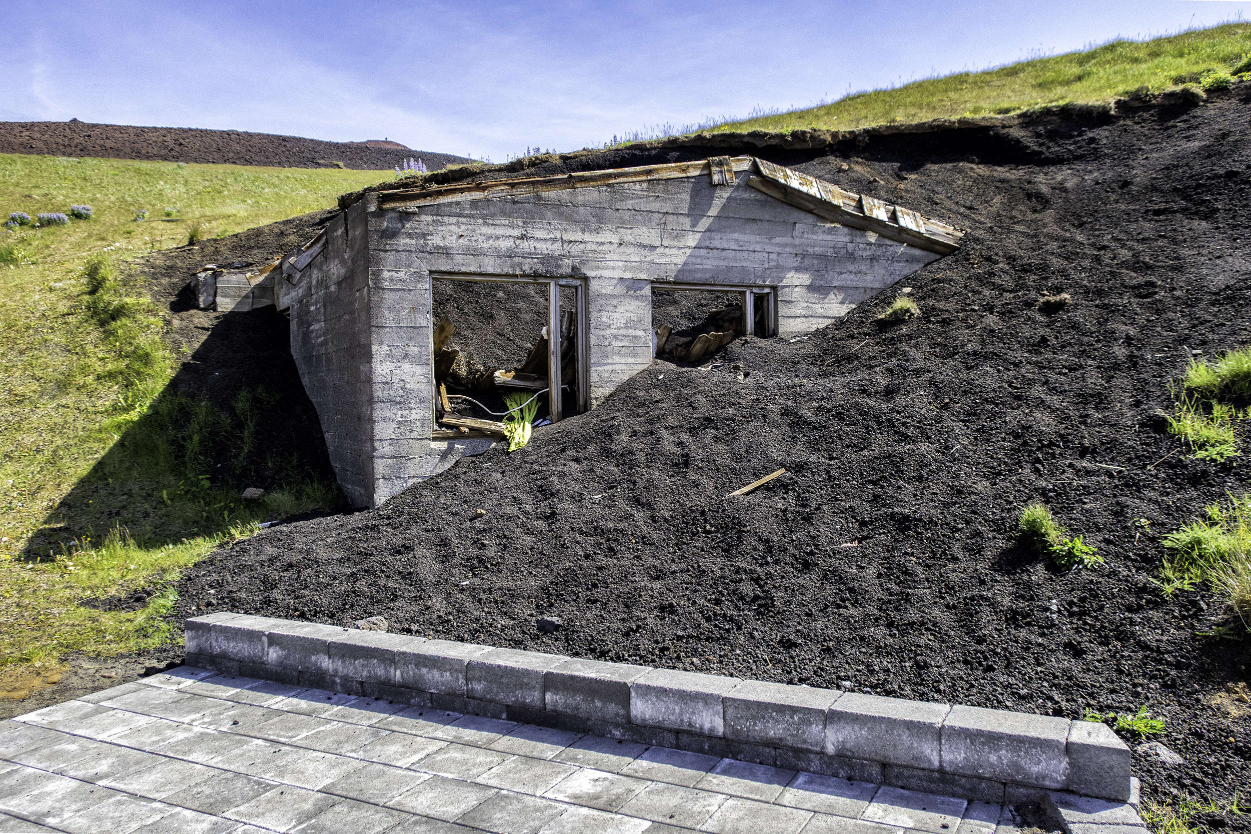 House buried by the eruption of Eldfell Volcano on Heimaey Island, Iceland