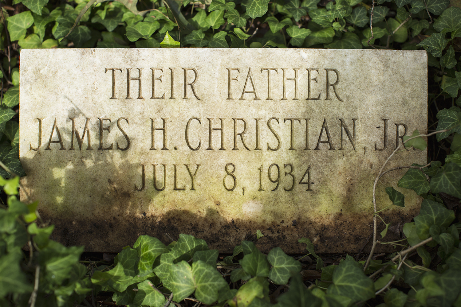  James Christian grave marker, cleared of vines. East End Cemetery, Henrico County, Virginia, October 2015. Photo: ©BP 