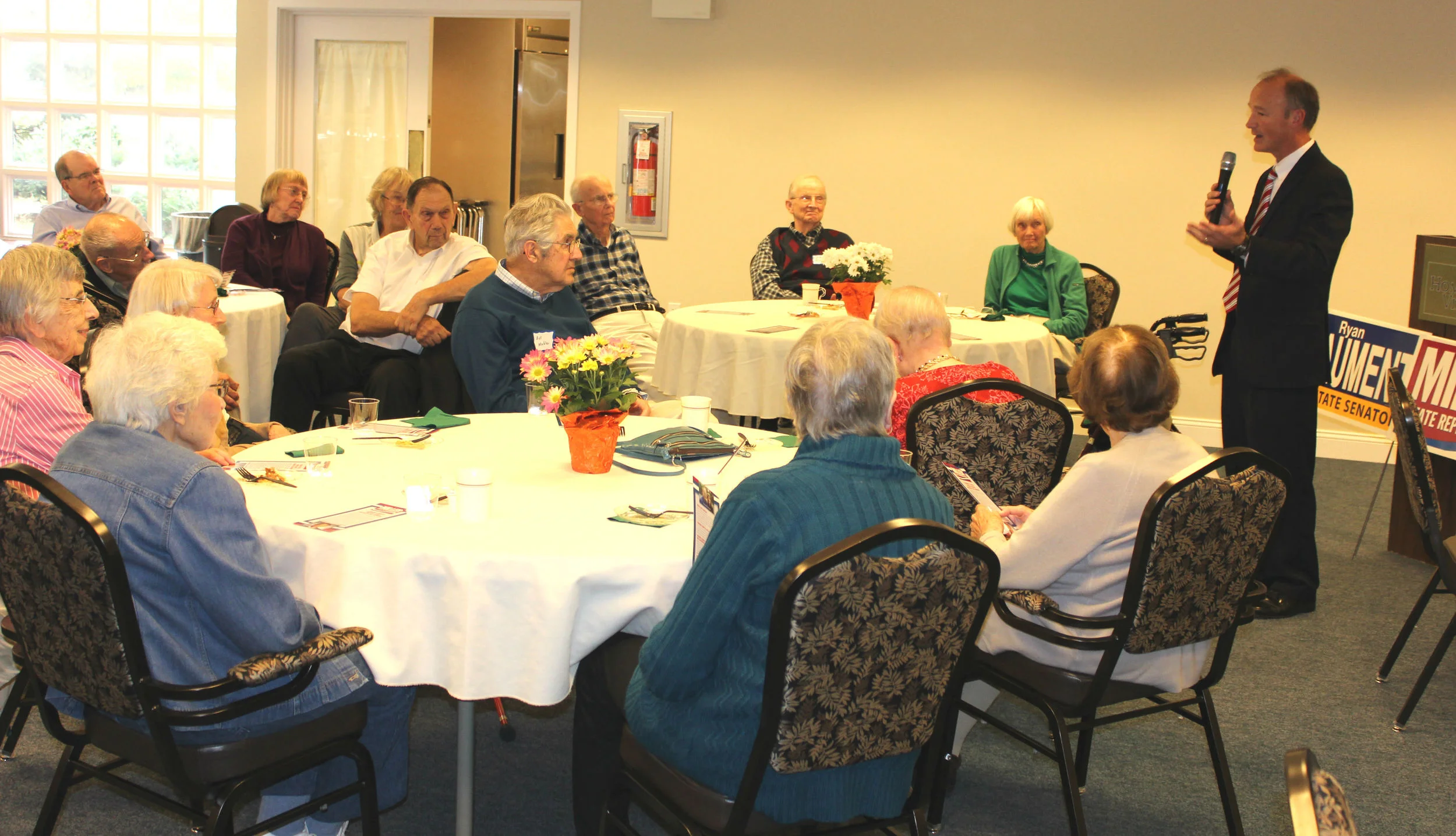 A great Pie & Politics event with the very engaged residents at Homestead Village in East Hempfield. Rep. Ryan Aument and I spoke to dozens of residents who asked great questions on Pennsylvania's public pension crisis, education funding and school district costs, and much more. I'd like to think they came to hear Rep. Aument and me, but when there's 11 kinds of pie available from Shady Maple, it's kind of hard to compete.