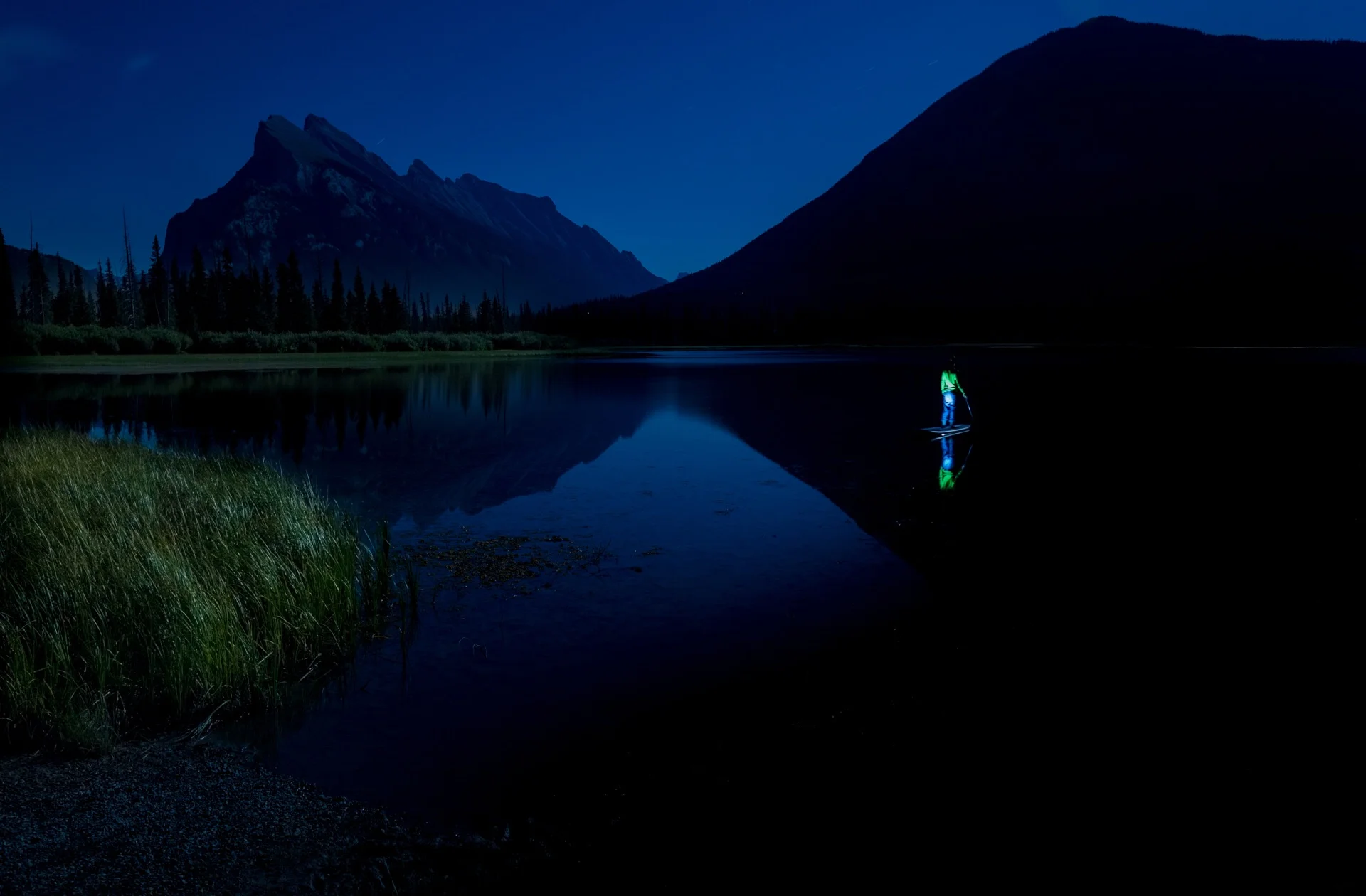 Night shot long exposure Banff National Park Canada – Vermilion lakes - gregg jaden visuals 