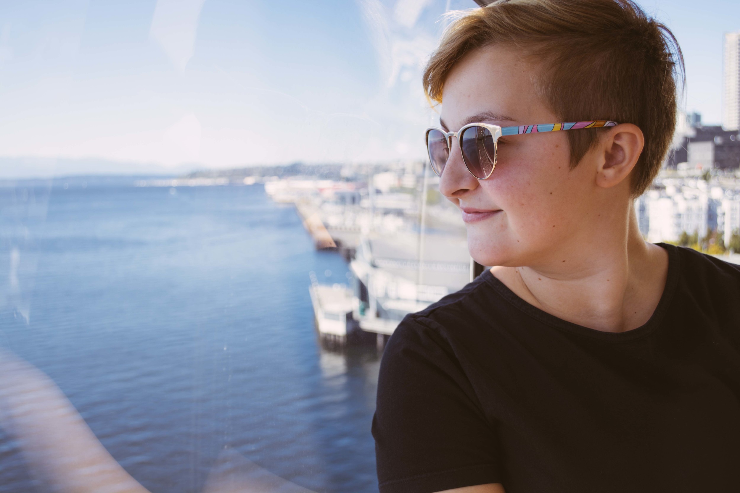Jasmina enjoying the view from the top of the ferris wheel