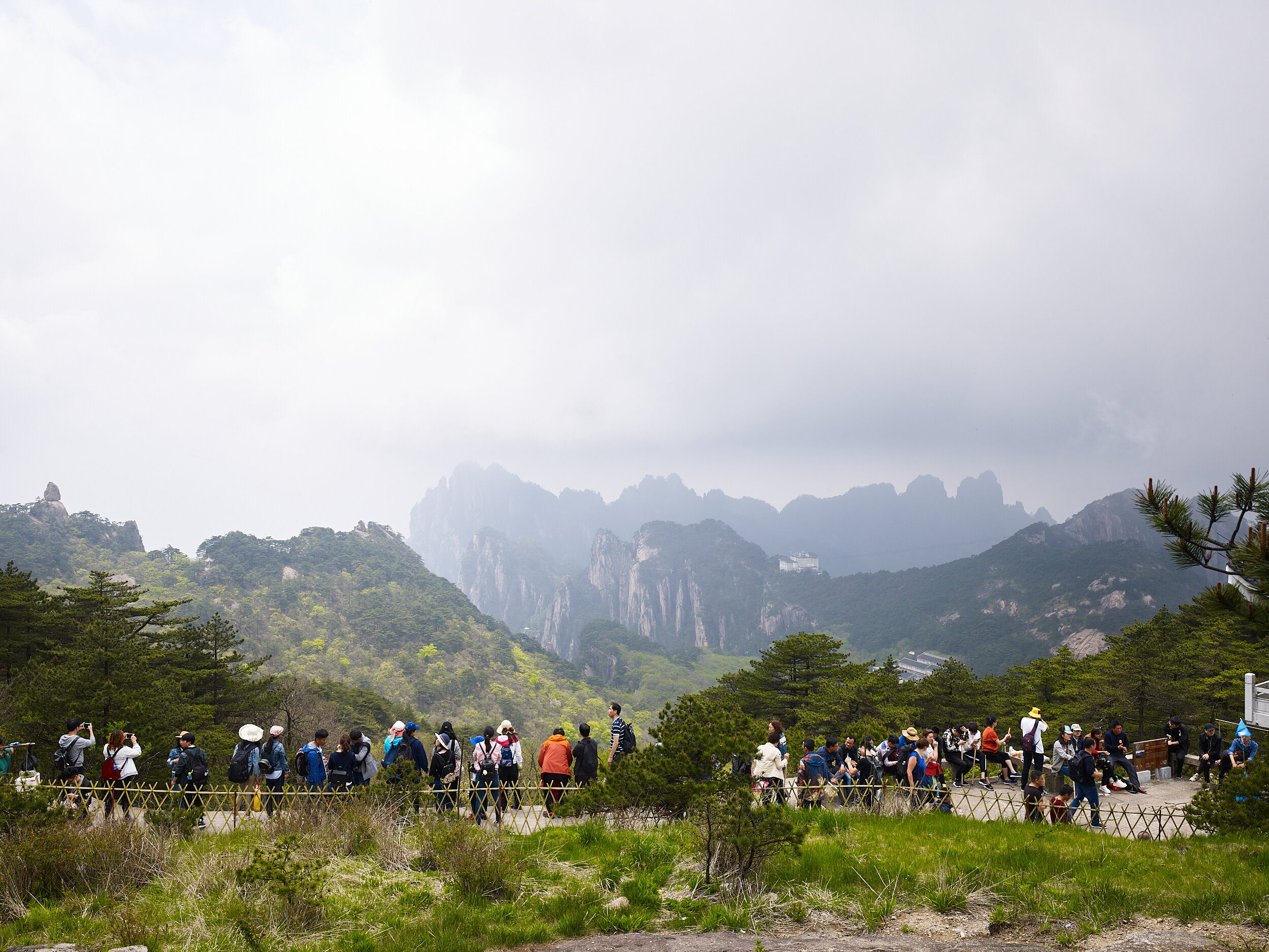  tourists, Huangshan Mountains, China, 2017 