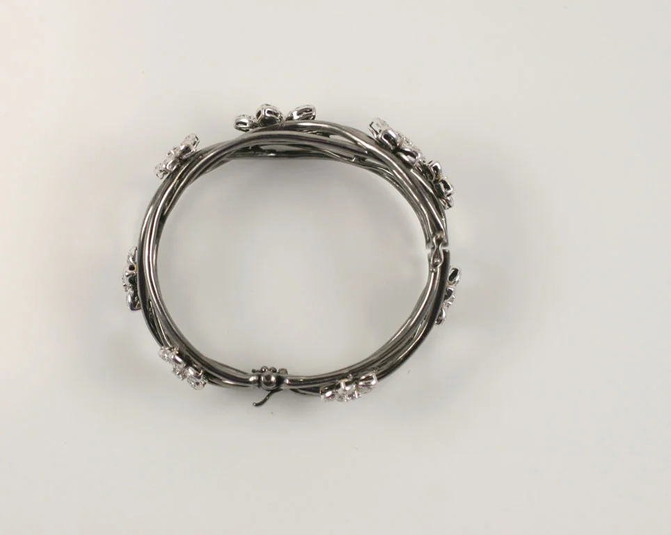18 K Black Gold Bangle with Diamond Flower Motif 5.jpg