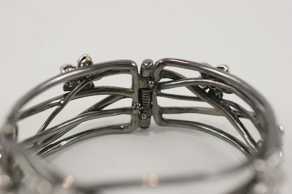 18 K Black Gold Bangle with Diamond Flower Motif 8.jpg