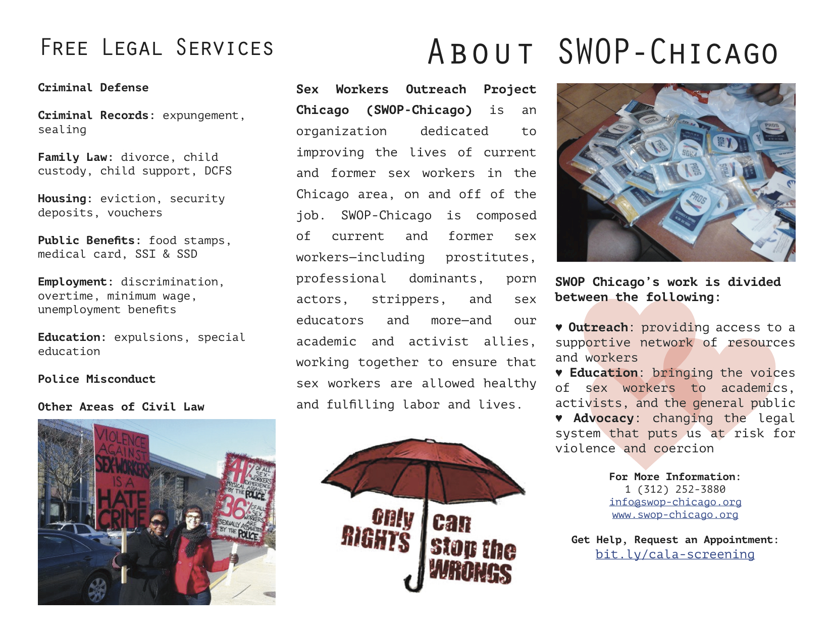 SWOP Community Activism Law Clinic Brochure