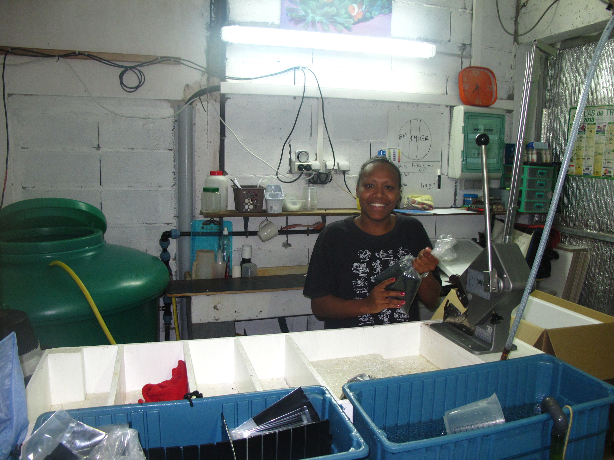 Packing fish, one at a time, in our facilities