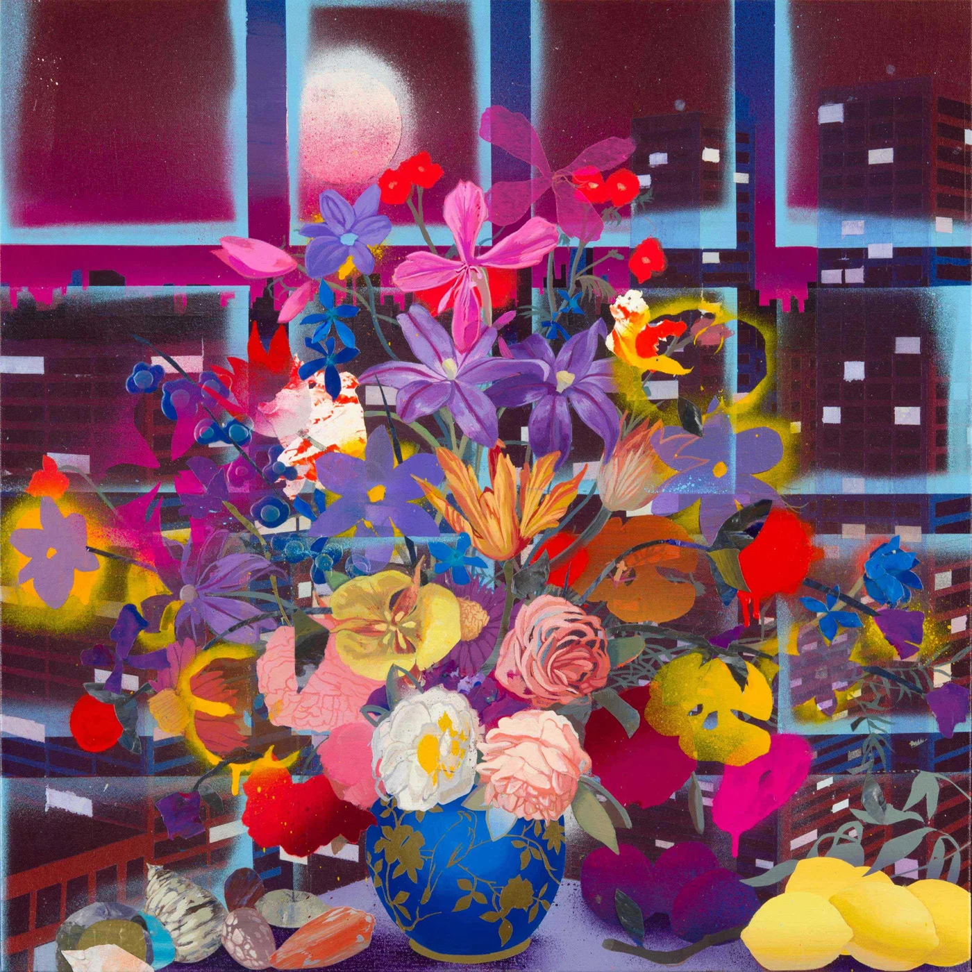 Midnight Magnolias (still life with endangered California flora and fauna)