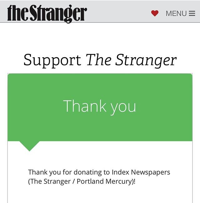 Crazy times and even crazier to think our city won&rsquo;t have @thestrangerseattle there to support our awesome community events! Donate today! We donated and hope you&rsquo;ll support them too! Good luck Tim Keck @thestrangerseattle @everoutfood !