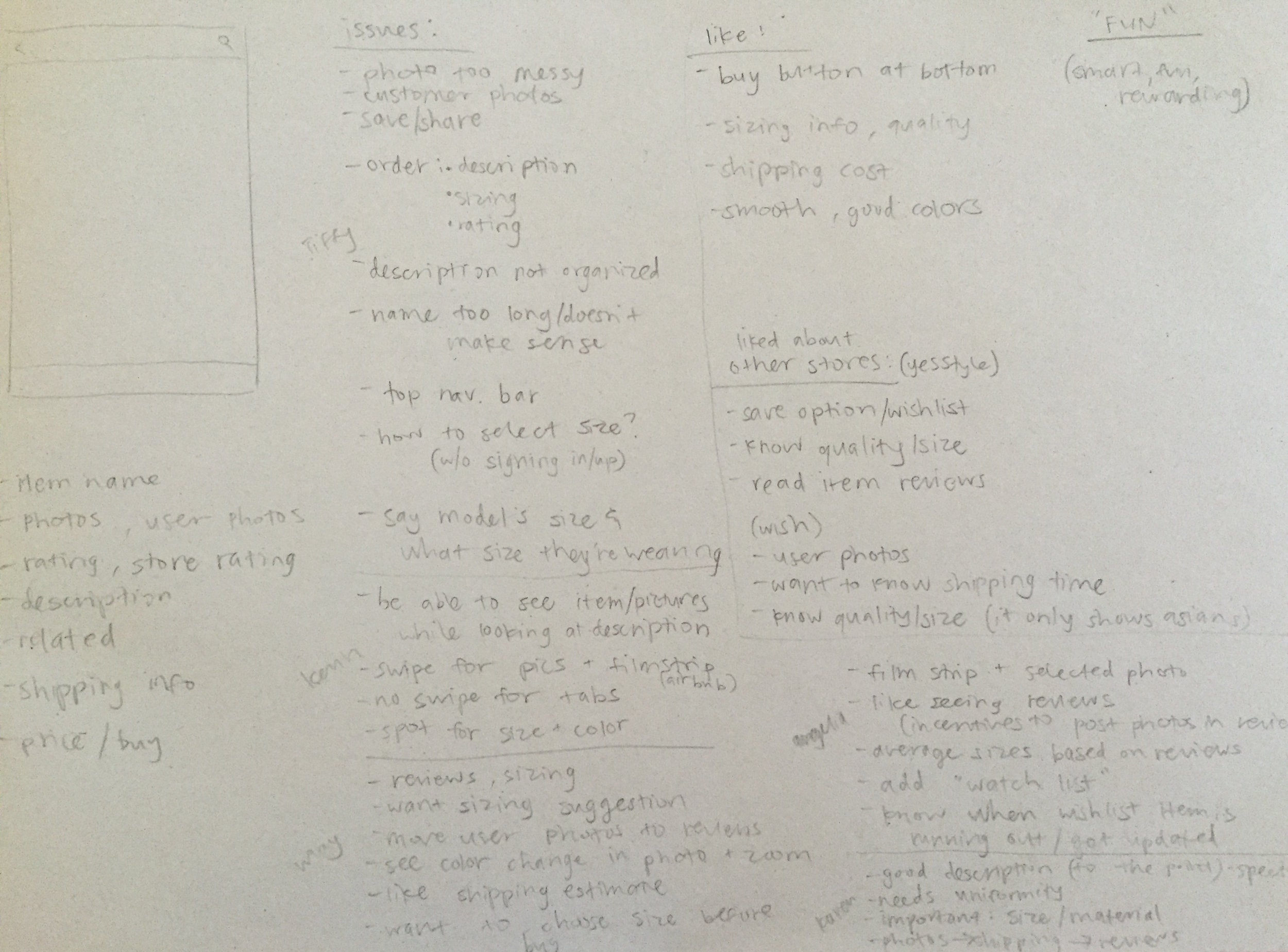 Some notes I took while surveying users