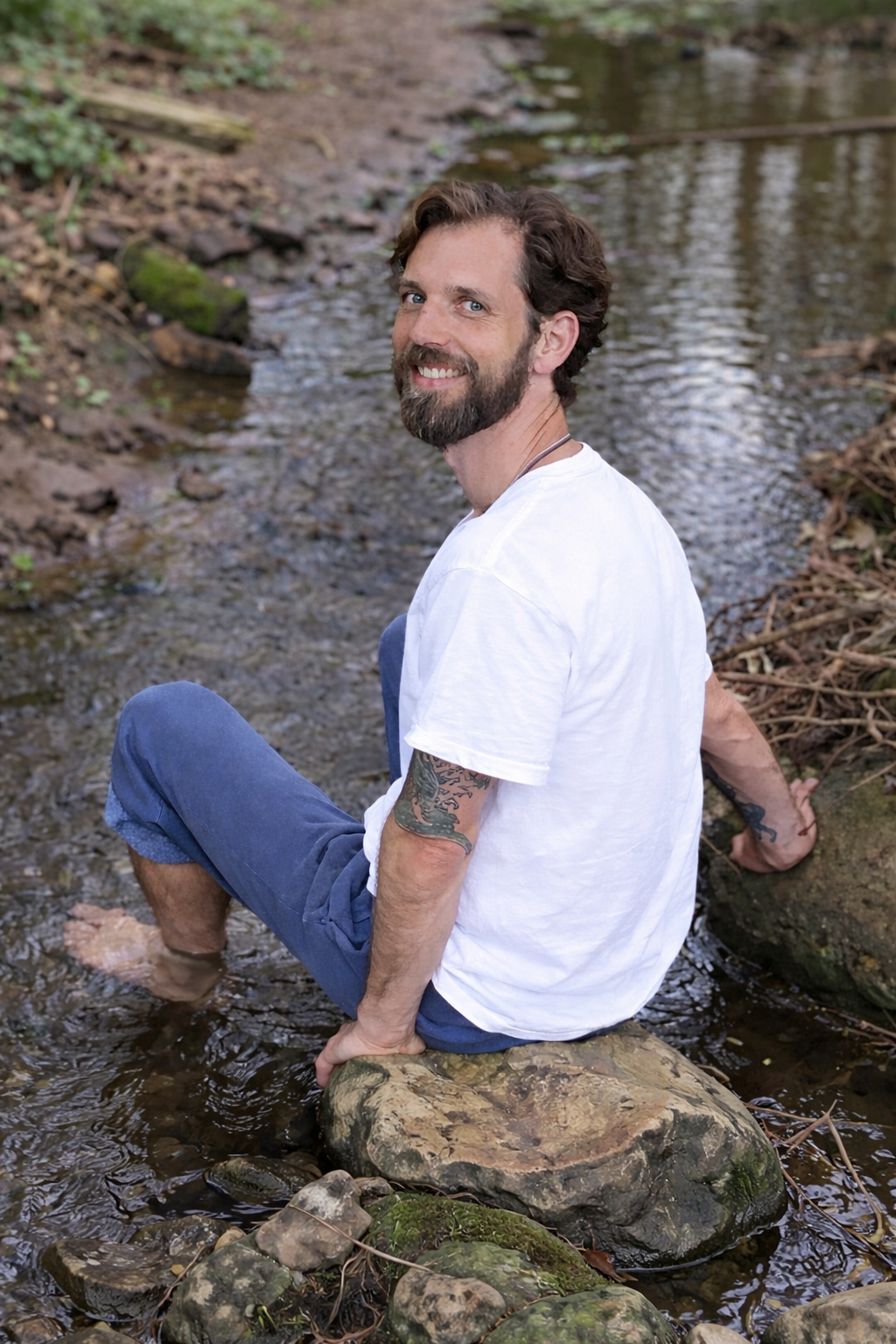 Relaxing by the stream in nature.png