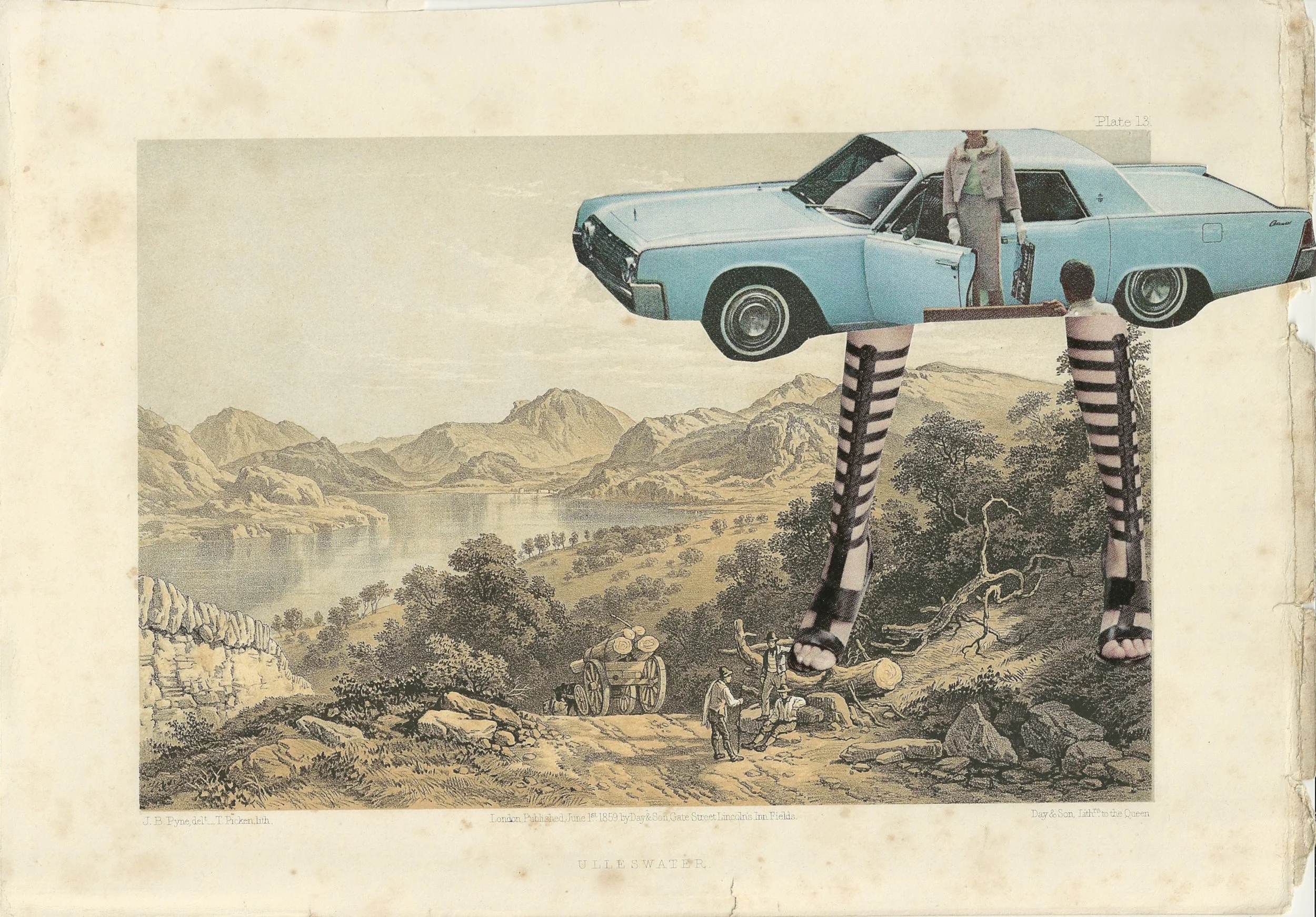 Greta 11x14 collage on original 1859 print