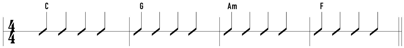 The basic chord progression throughout the song