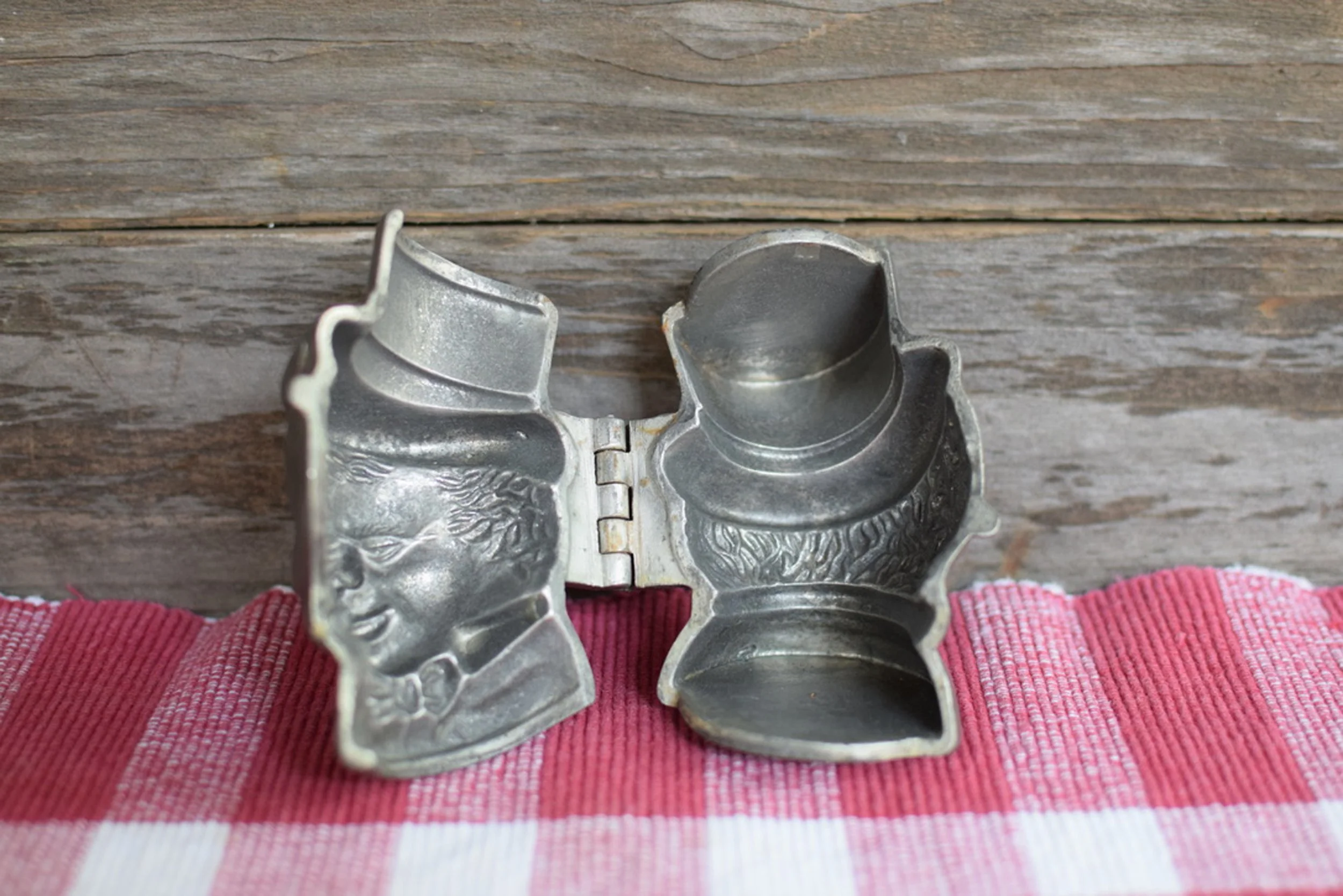 Antique Pewter Ice Cream Mould - Man in Top Hat