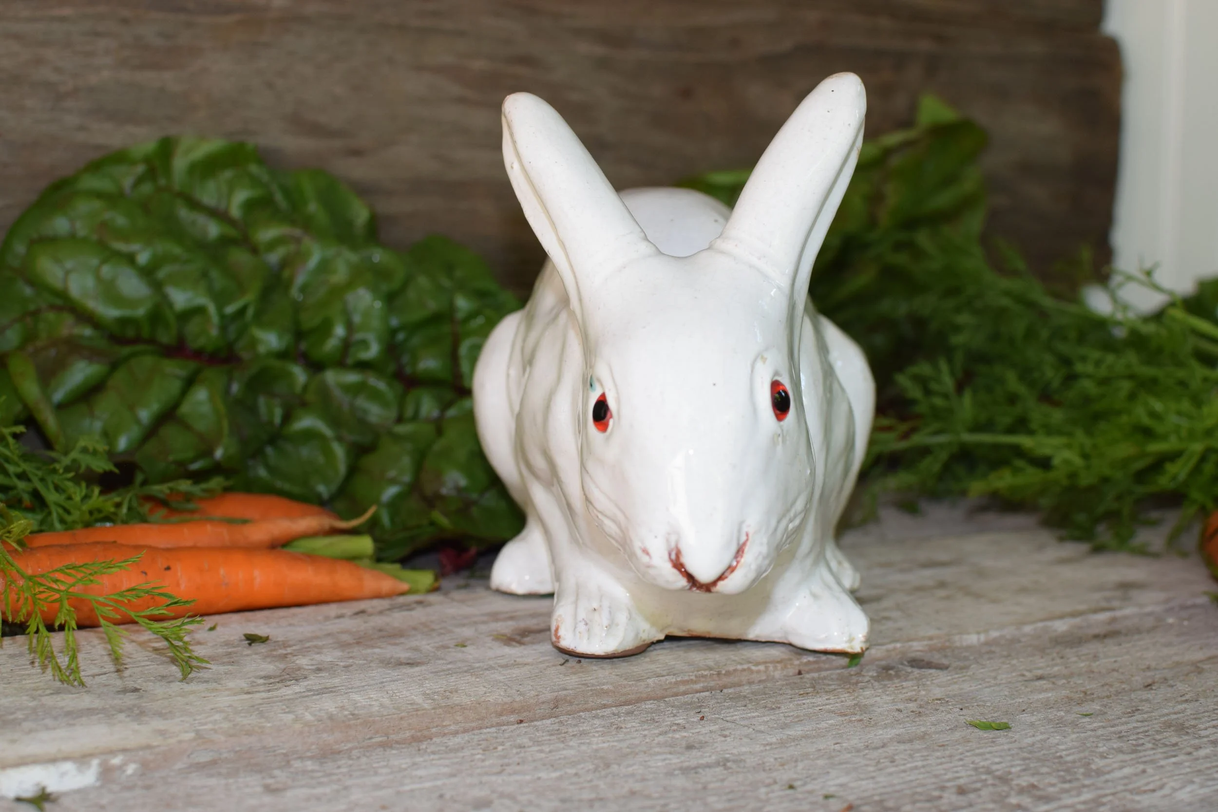 Antique French Bavent Tin Glazed Rabbit