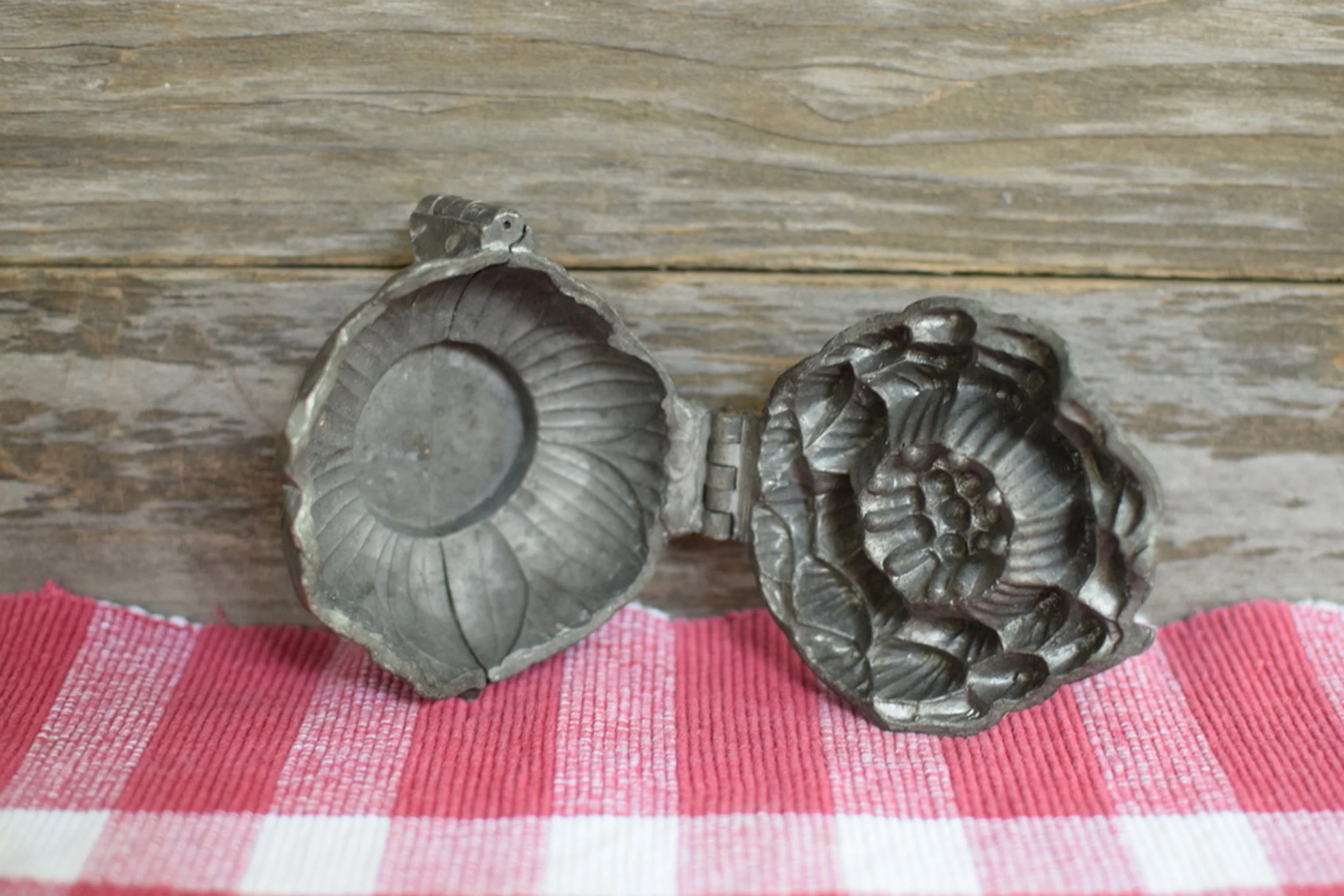 Antique French Pewter Lotus Flower Mould