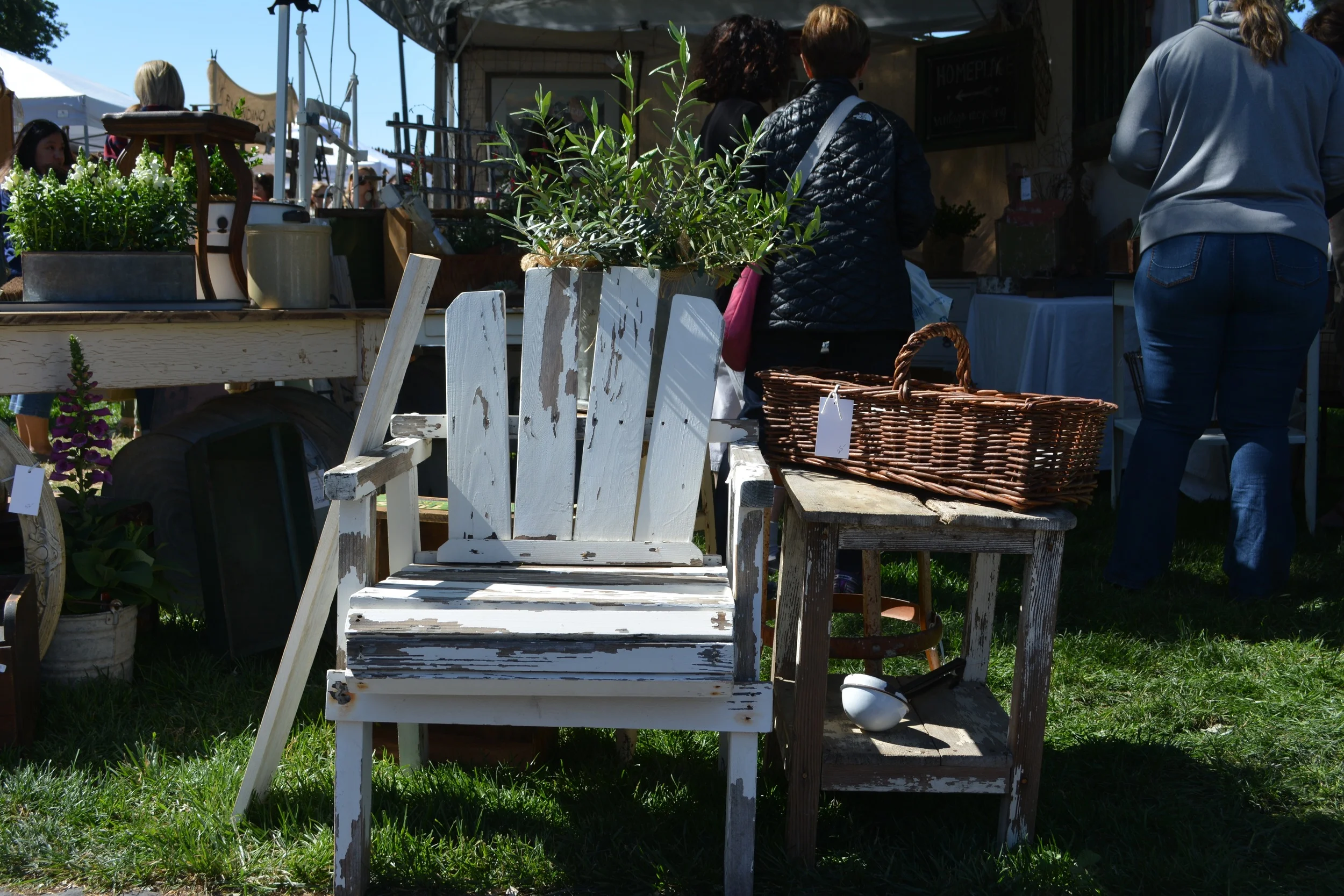 Antique Shabby Chic Adirondack Chair Vignette