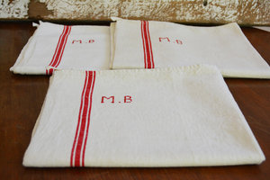 Antique Tea Towels Hand Towels Linen Lace Burgundy 