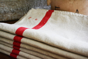 Red-Striped Kitchen Towels | 1940s French Vintage Linen — Aimee's French  Market