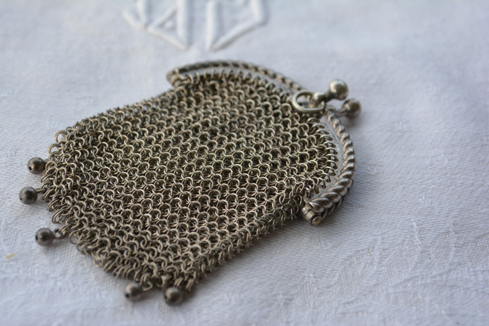 Antique French Chatelaine Mesh Coin Purse, Art Deco Period Accessories —  French Antiques Vintage French Decor French Linens Cafe au Lait Bowls and  more