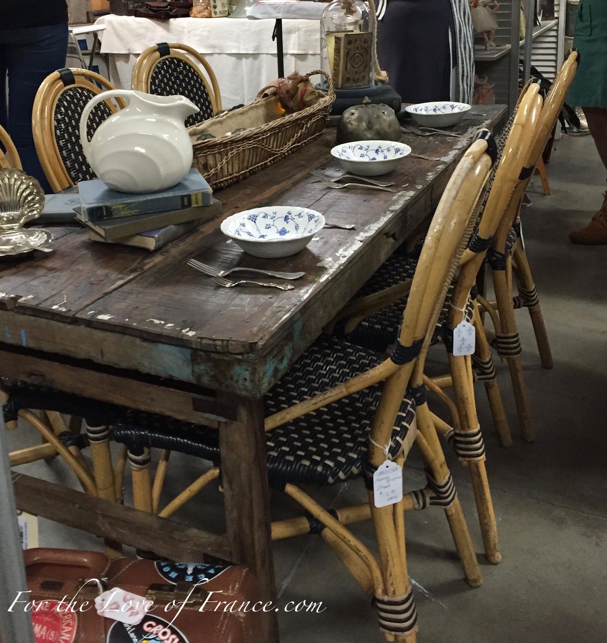 Vintage French bistro chairs and fall table decor