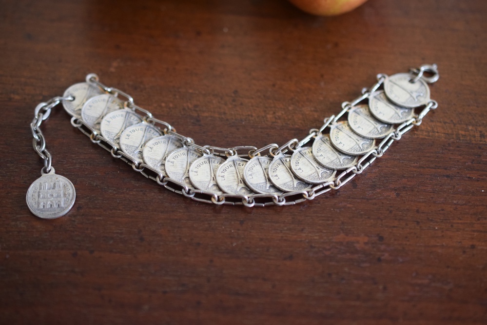 Antique French Jewelry Parisian Souvenir Coin Bracelet — French