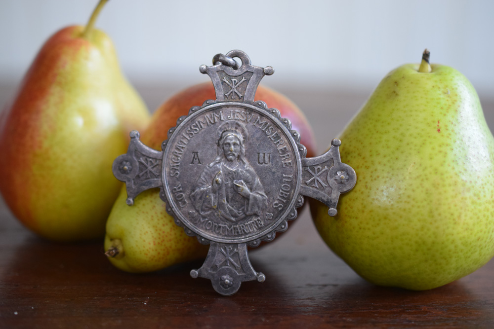 Old French Silver Miraculous Medal Antique Catholic Religious Medals —  French Antiques Vintage French Decor French Linens Cafe au Lait Bowls and  more