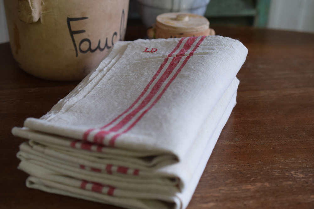 Antique French Linen Torchon Linen Dish Hand Tea Towel Metis Monogram Damask CG 