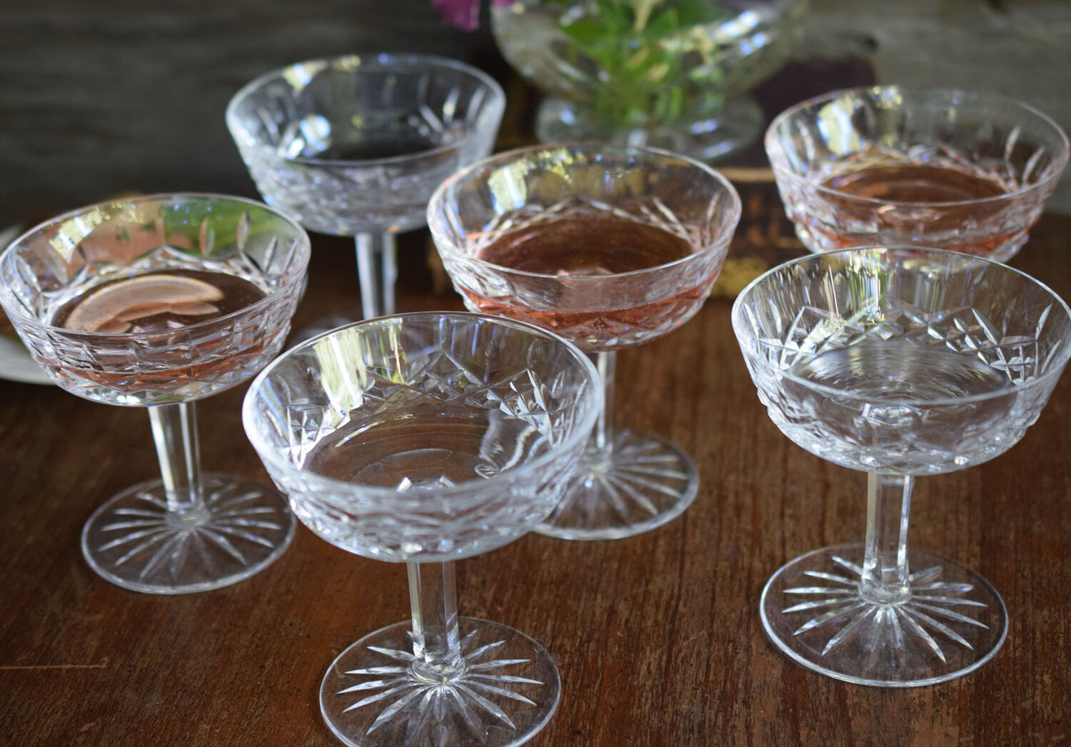 Antique Crystal Champagne Glasses Vintage Stemware Set of Six — French  Antiques Vintage French Decor French Linens Cafe au Lait Bowls and more