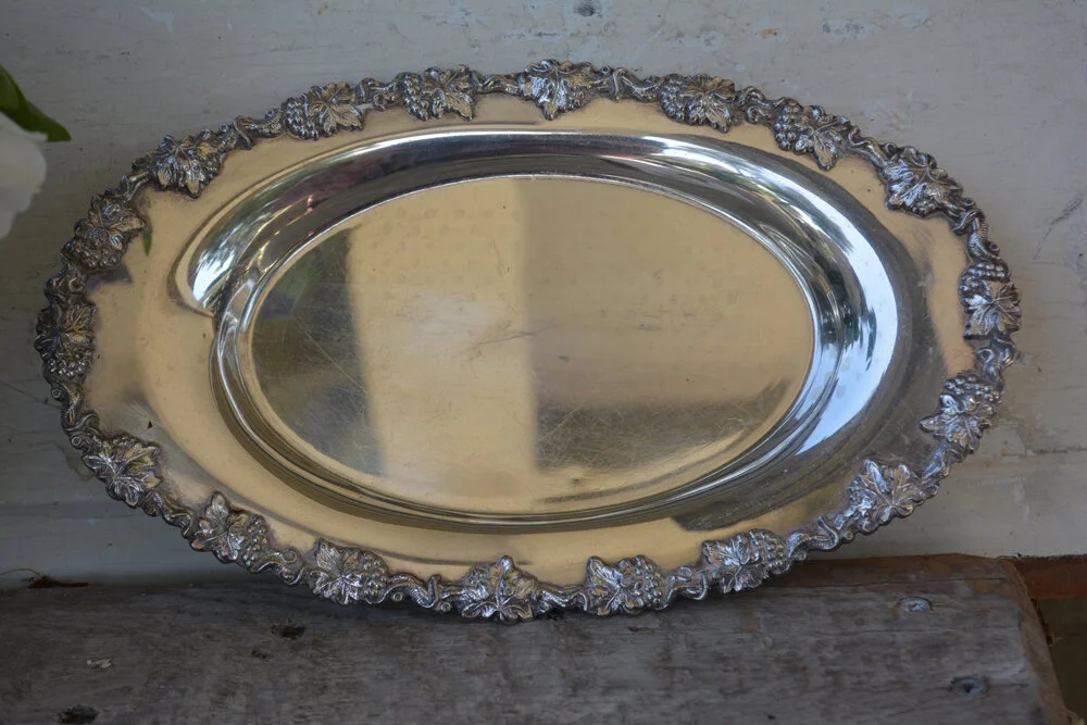Vintage EPNS Silver Tray with Grapevine Relief Detail, Vintage Serving