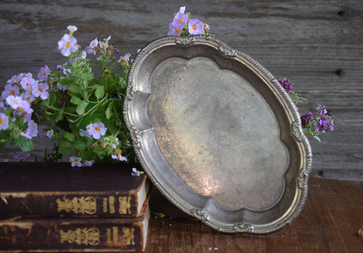 Small Vintage Silverplate on Brass Tray French Country Farmhouse Decor —  French Antiques Vintage French Decor French Linens Cafe au Lait Bowls and  more