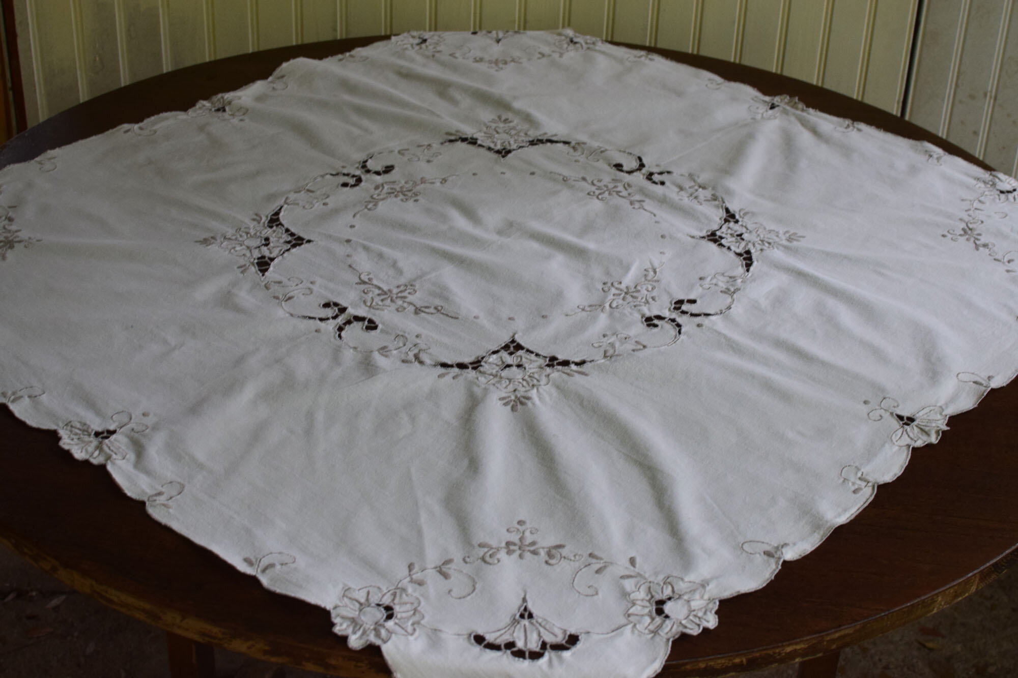 Vintage Cutwork Tablecloth and Set of Luncheon Napkins