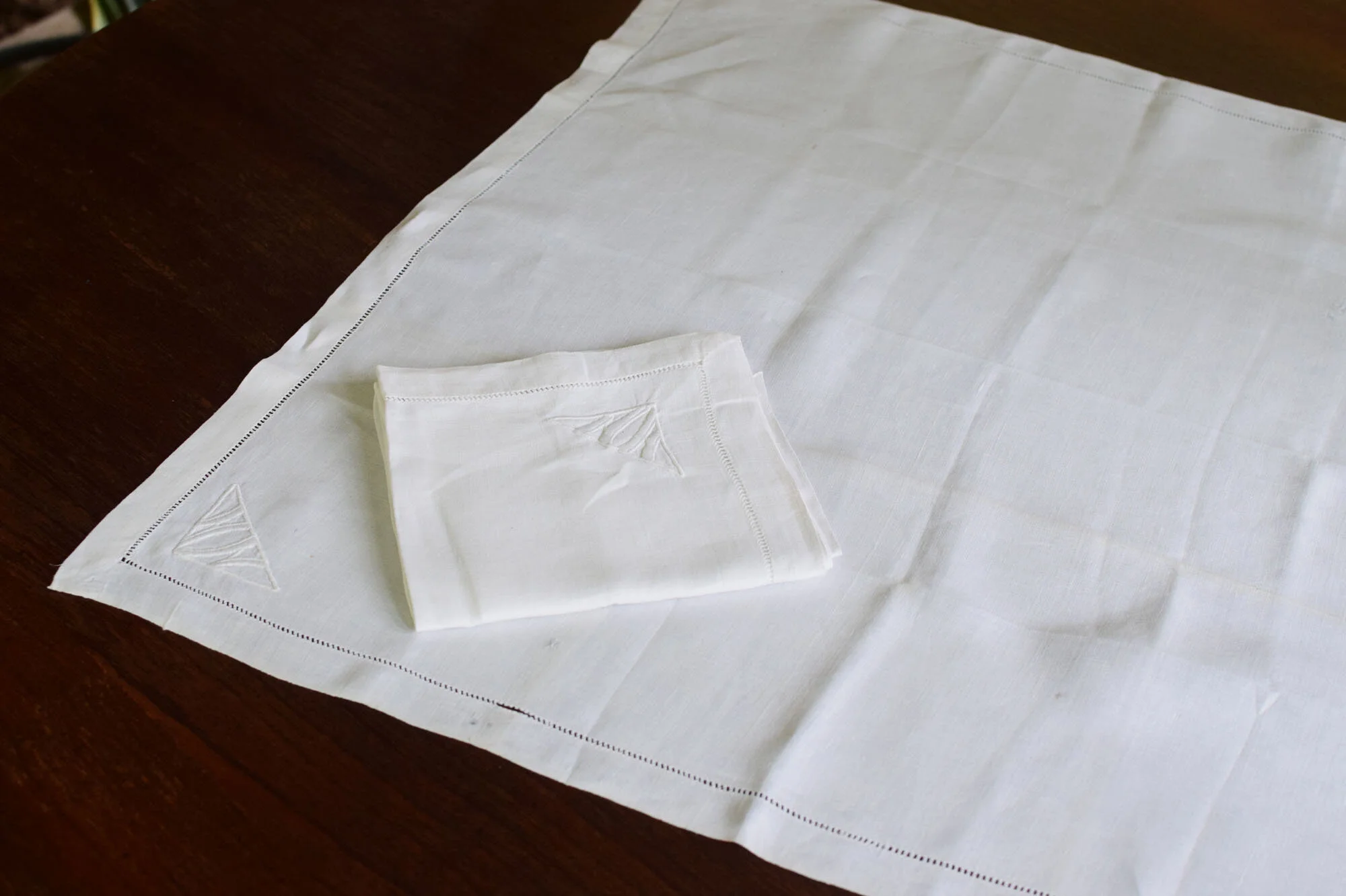 Two Art Deco Style Luncheon Napkins Monogram NH