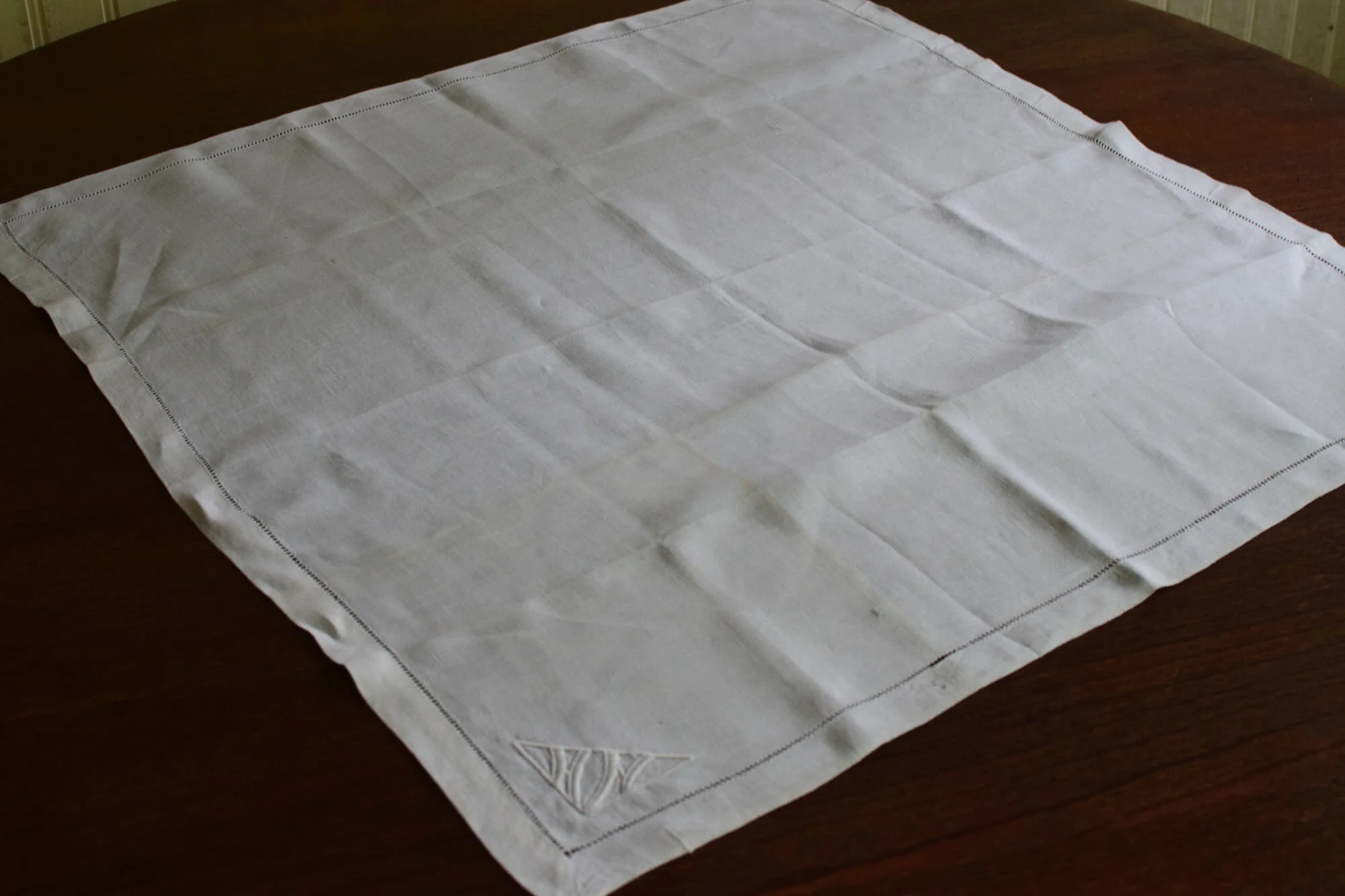 Two Art Deco Style Luncheon Napkins Monogram NH