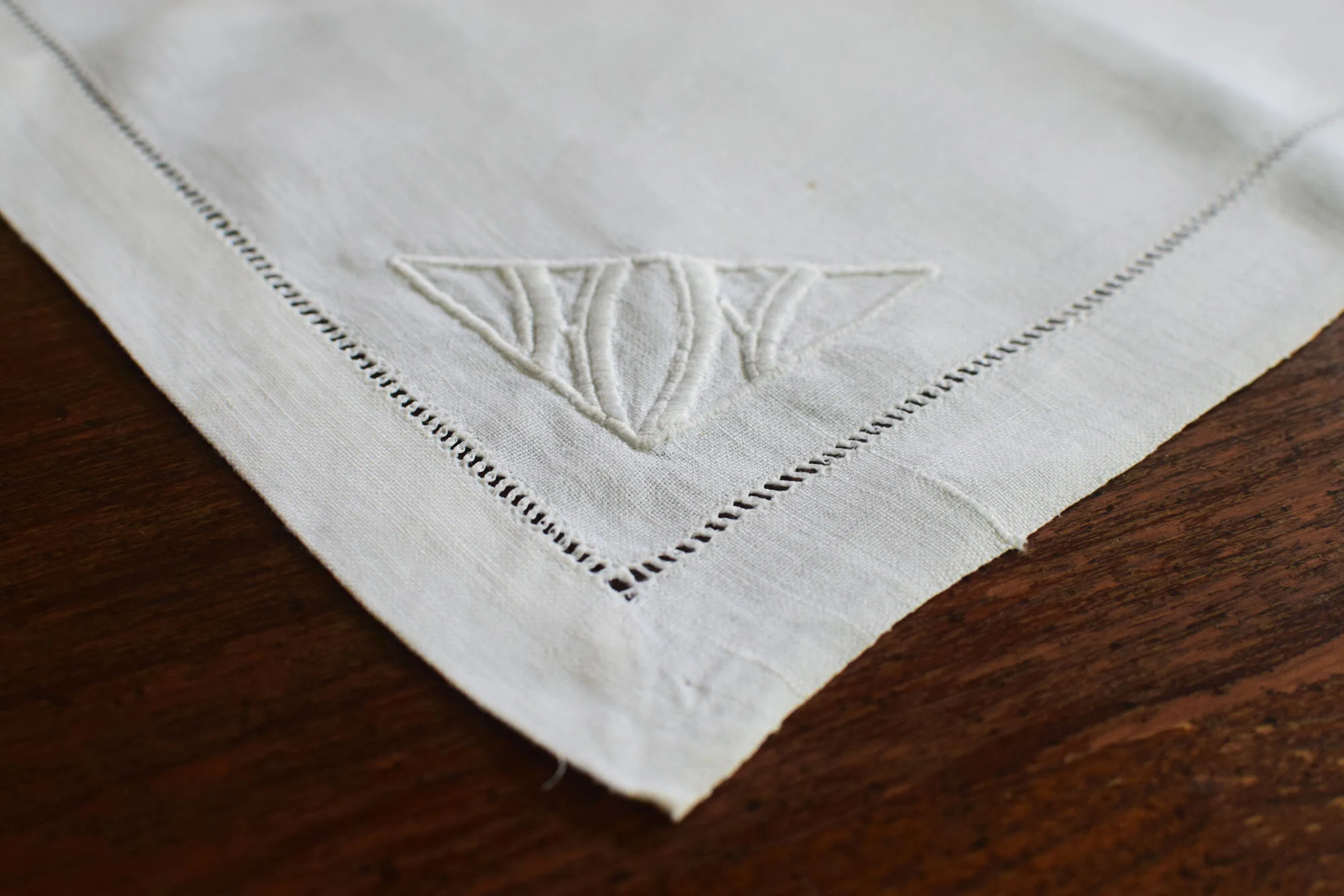 Two Art Deco Style Luncheon Napkins Monogram NH