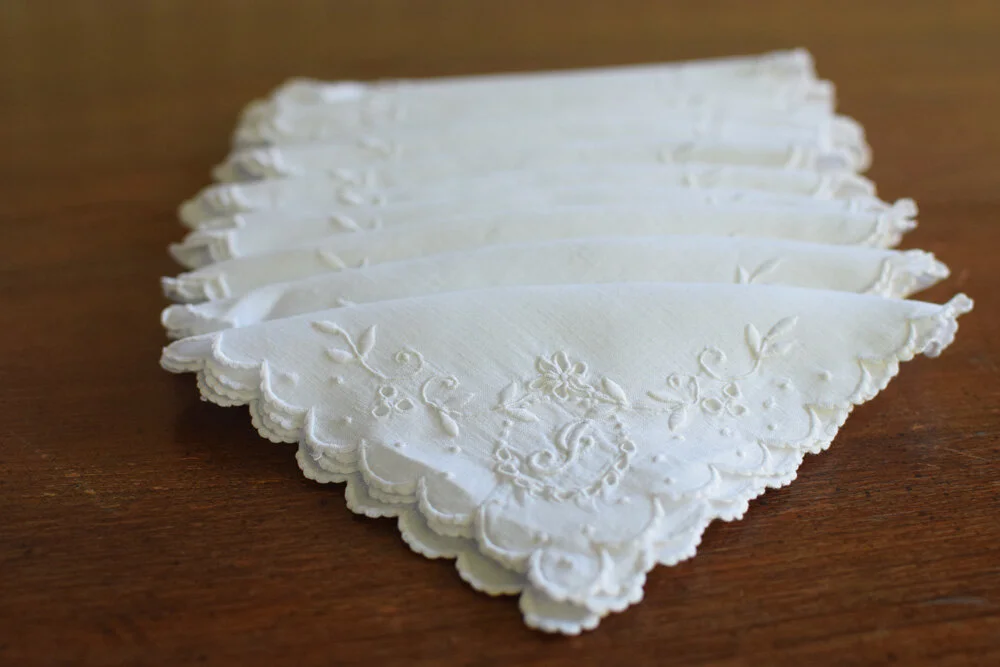 Vintage Provencal Linen Cocktail Napkins Monogram "J"