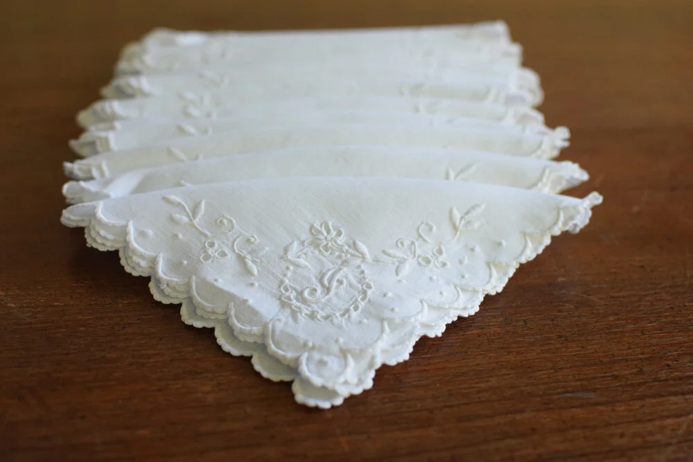 Vintage Provencal Linen Cocktail Napkins Monogram "J"