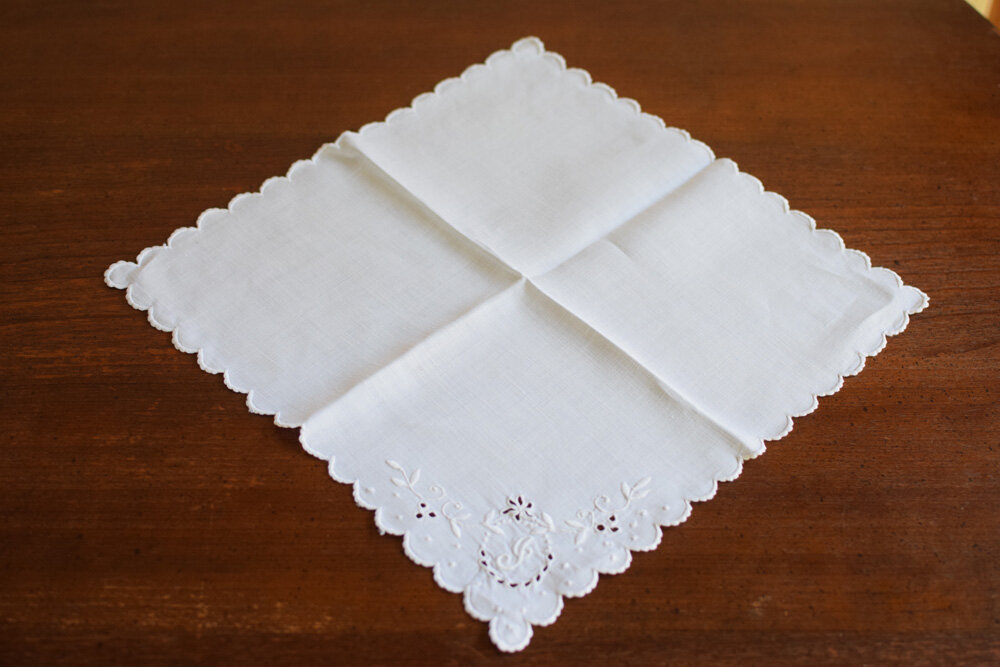 Vintage Provencal Linen Cocktail Napkins Monogram "J"