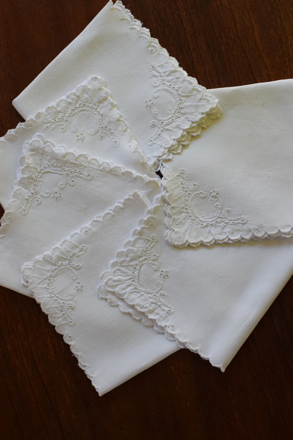 Vintage Linen Cocktail Napkins with French Knots