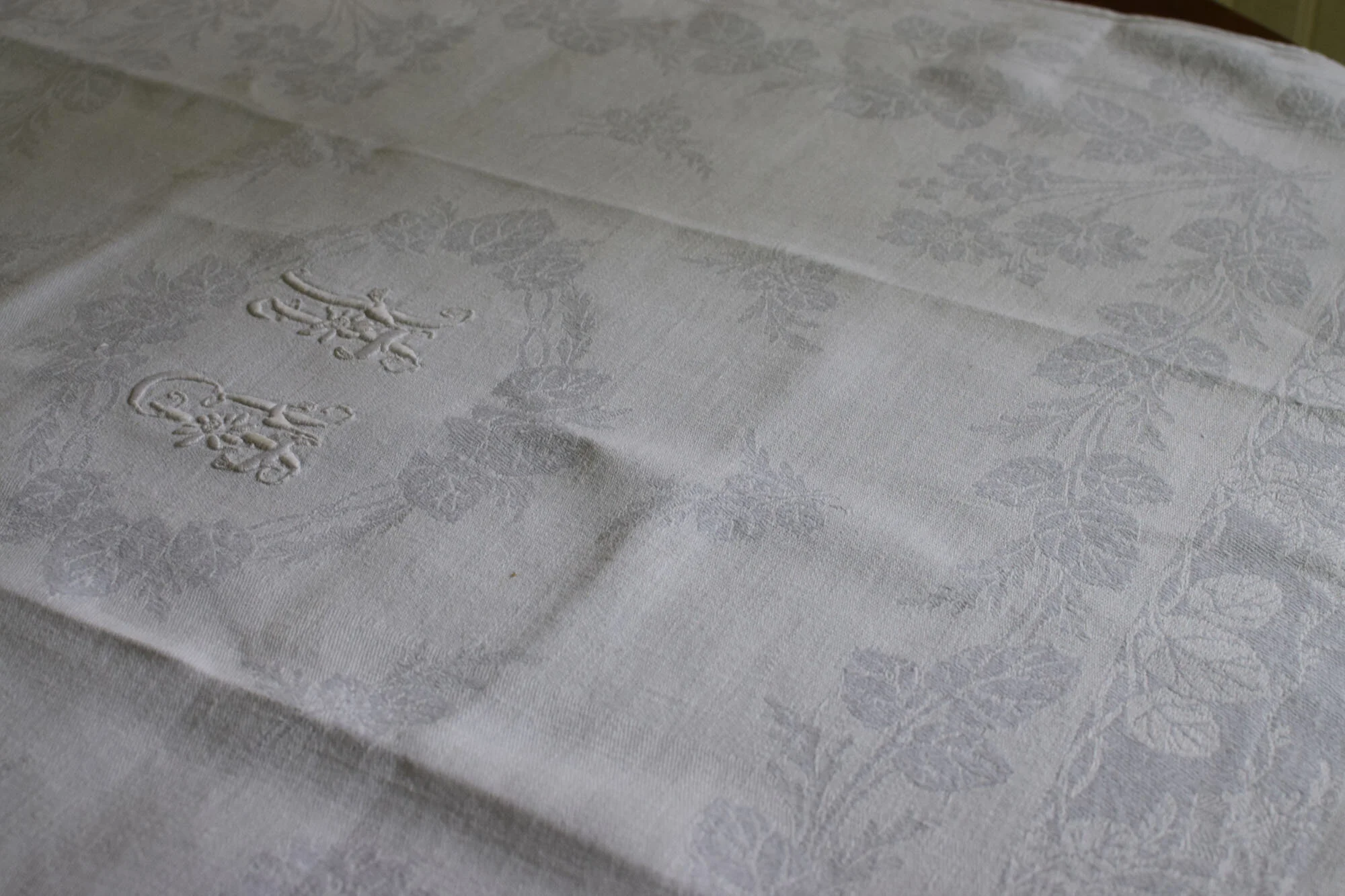 Monogrammed Antique French Napkins, Initials 'RH'