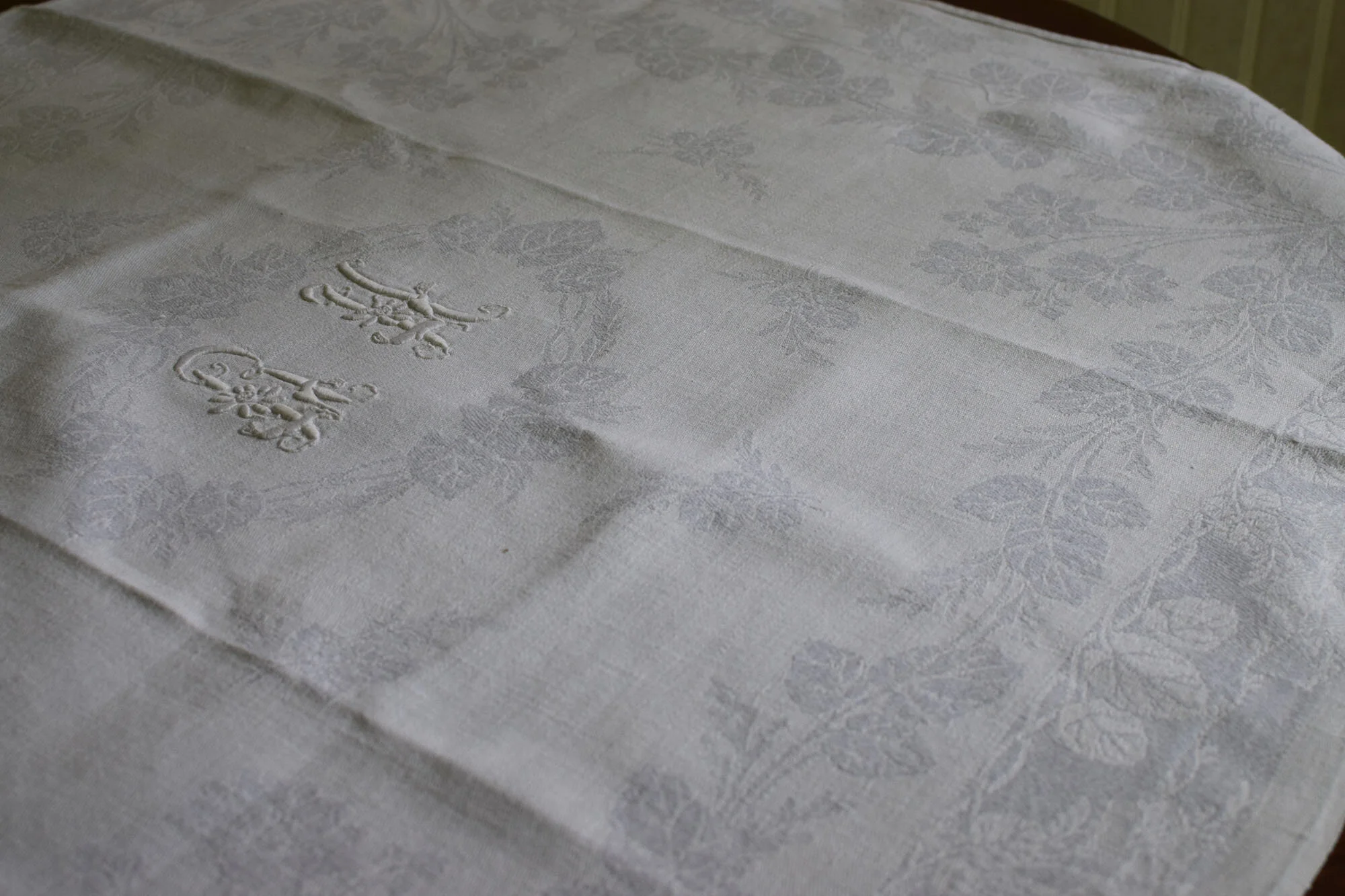 Monogrammed Antique French Napkins, Initials 'RH'
