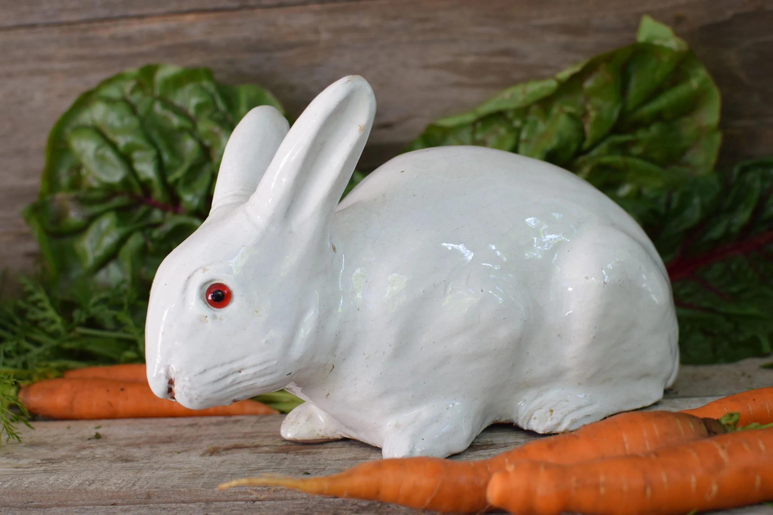 Antique French Bavent Tin Glazed Rabbit