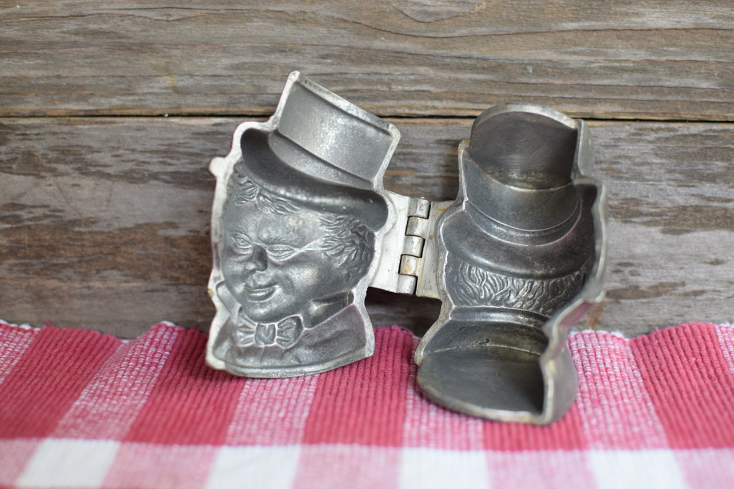 Antique Pewter Ice Cream Mould - Man in Top Hat