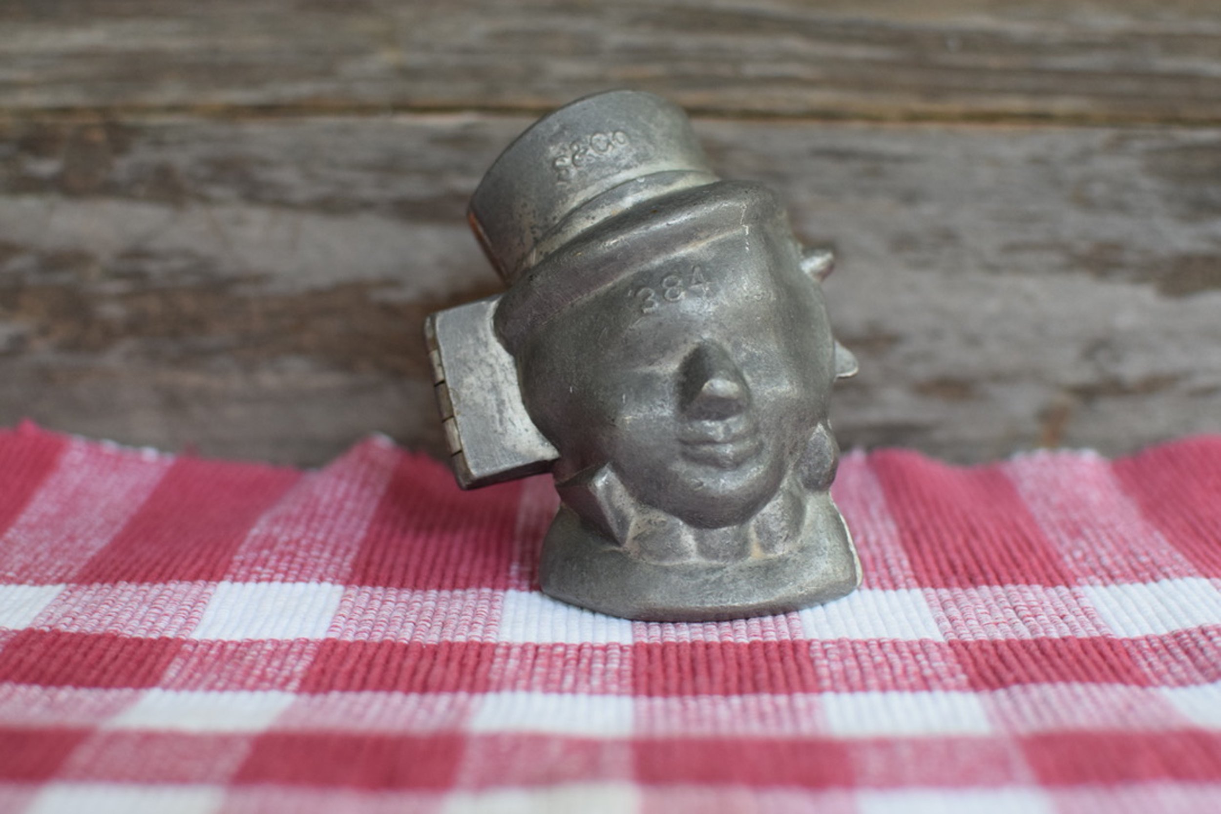 Antique Pewter Ice Cream Mould - Man in Top Hat